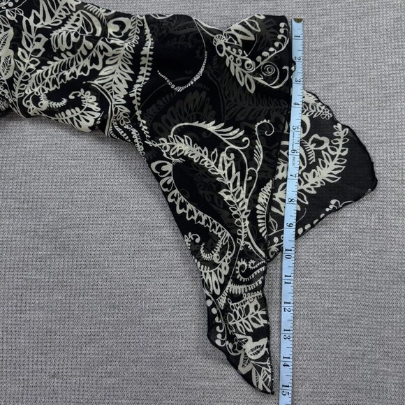 One World Womens Kimono Jacket Black White Paisley Chiffon Boho Flared Sleeve S - Picture 15 of 16